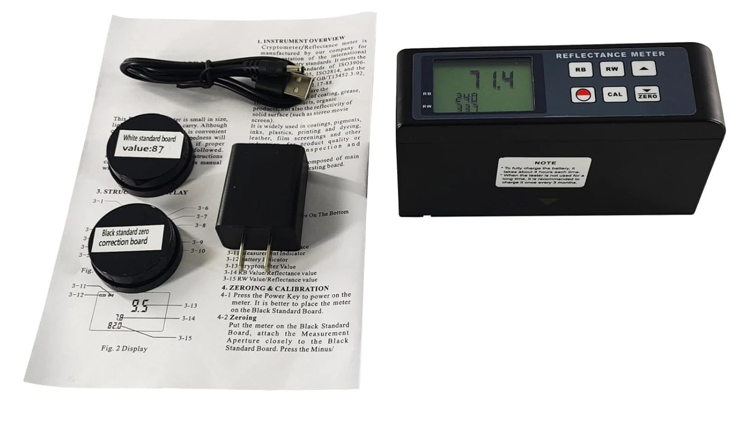 Reflectance Meter Light Reflectivity Transparency Tester Reflectivity Measurement Instrument with Measuring Range 0 to 100 Resolution 0.1 For Coatings Pigments Inks Plastics Printing Dyeing,Etc