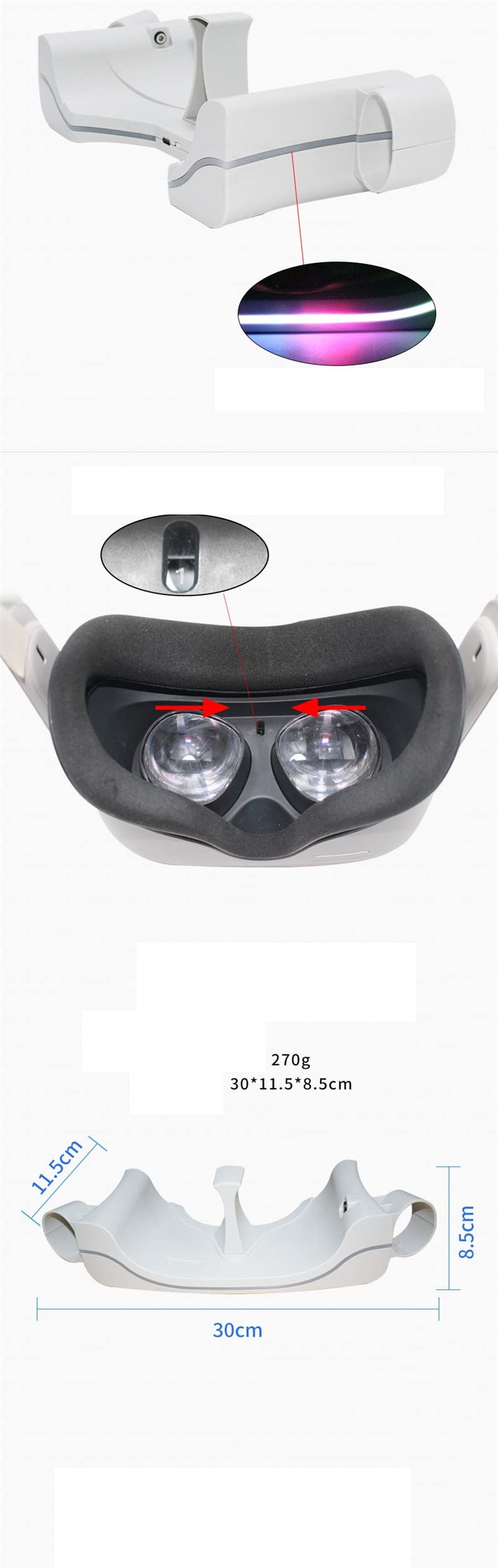 para Oculus Quest 2 VR estación de Carga Multifuncional estación de Carga de Pared Base de refrigeración, estación de Carga Dual para Soporte Oculus Quest 2 VR (Blanco, Oculus Quest 2) ZY-36