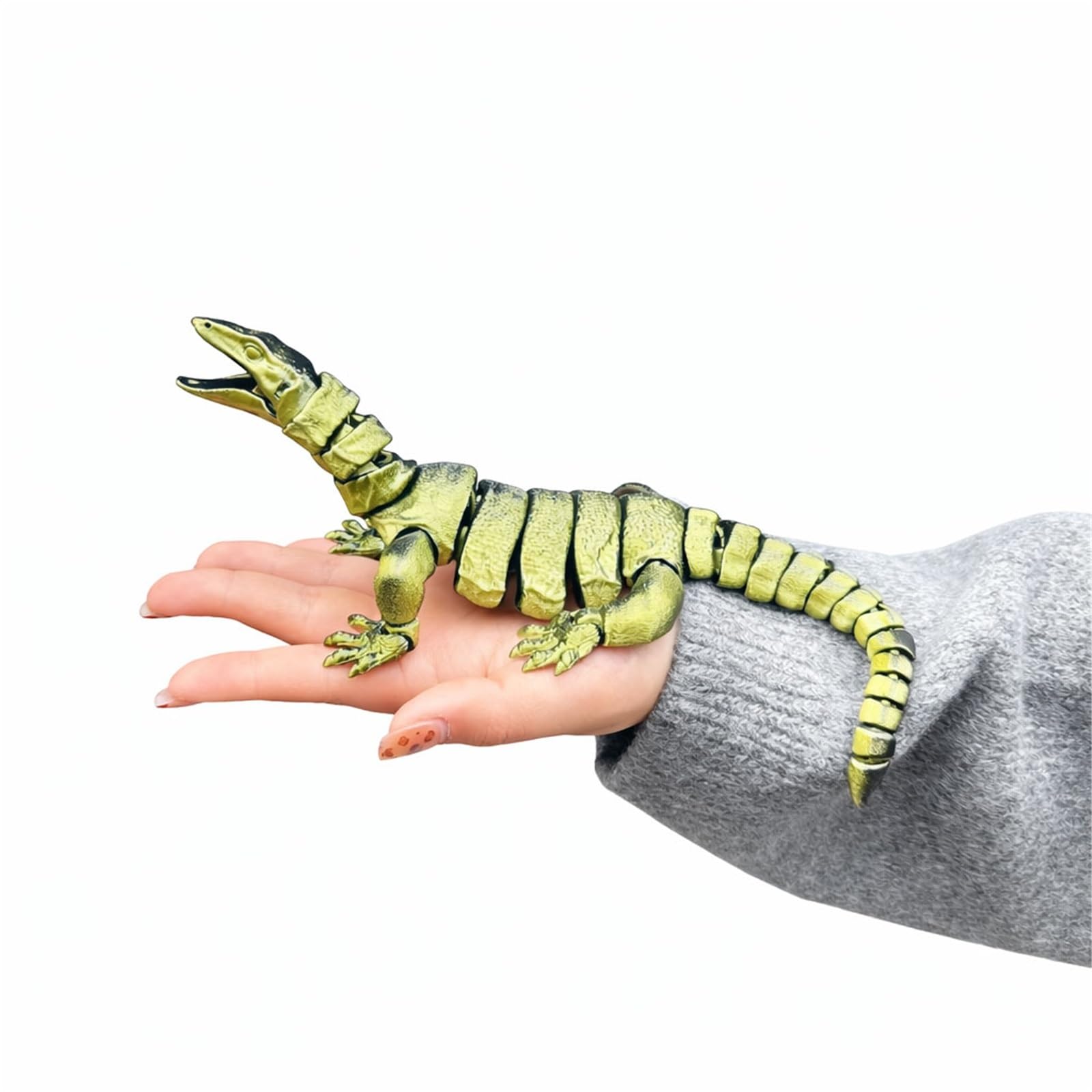 Casome E Casom Larg 3D Printed Articulated Lizard Figurin, Realistic Posabl Reptil Model, Movabl Joint Animal Desk Decor Collectible(,M)