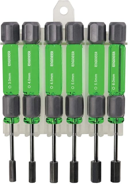 6pc metric nut driver set in small sizes (mini hex nut spinners). engineer dk-14 , Green