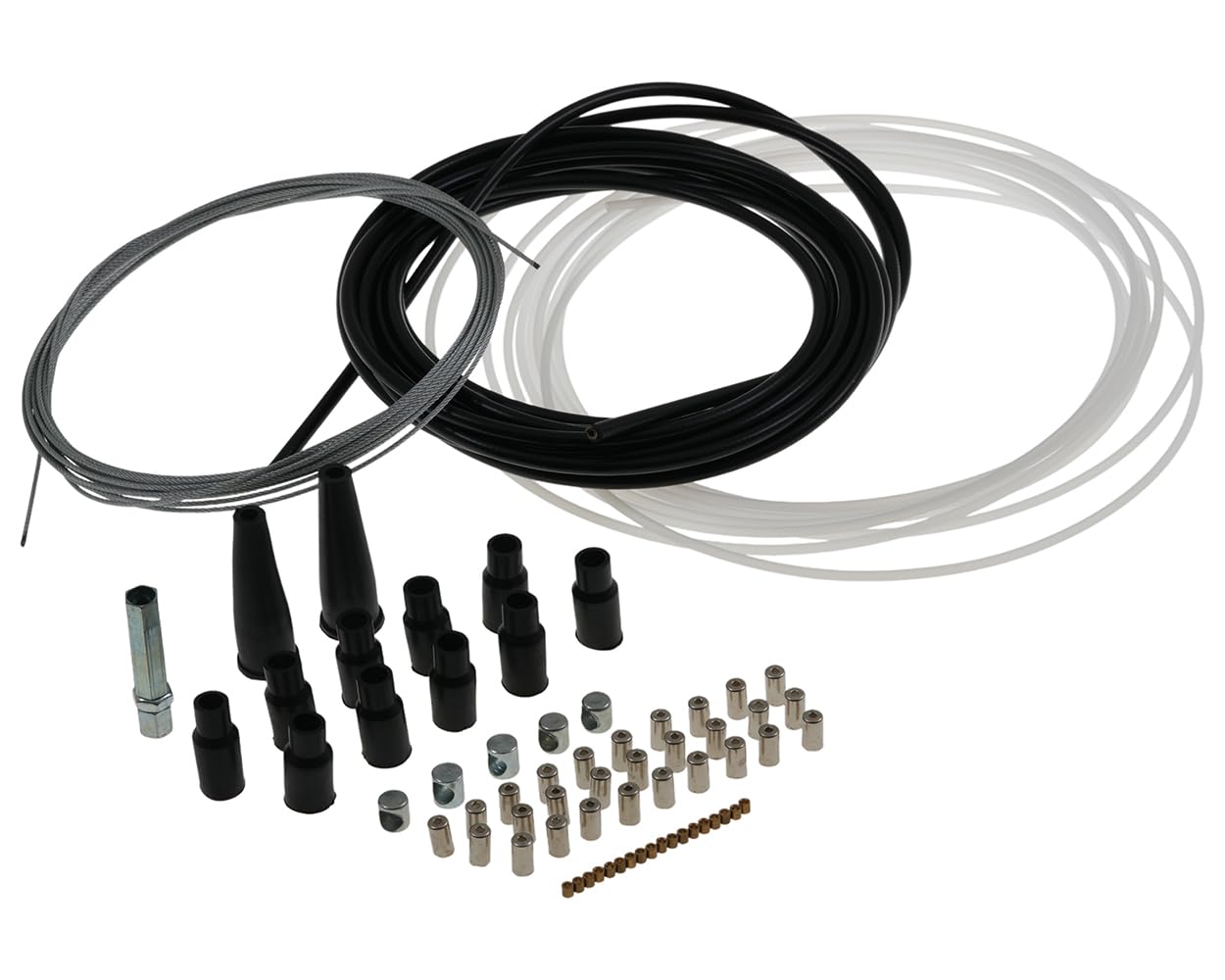 2EXTREME câble d'accélérateur Bowden 5,70 m Ø1,3 mm compatible avec scooter | Gaine extérieure 5,22 m 5/2 mm, gaine intérieure 5,24 m 3/2 mm, embouts, capuchons et douilles; pour cyclomoteur et mobylette