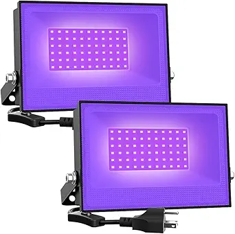 Onforu 2 Pack 38W LED Black Lights, Waterproof Flood Lights with Plug
