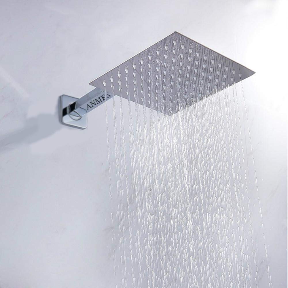ANMEX Ultra-Slim Stainless Steel Polished Heavy Rain Shower Head with 9 Inch Arm (Silver, Chrome Finish, 6inch) (B08QZGKMG1) Amazon Price History, Amazon Price Tracker