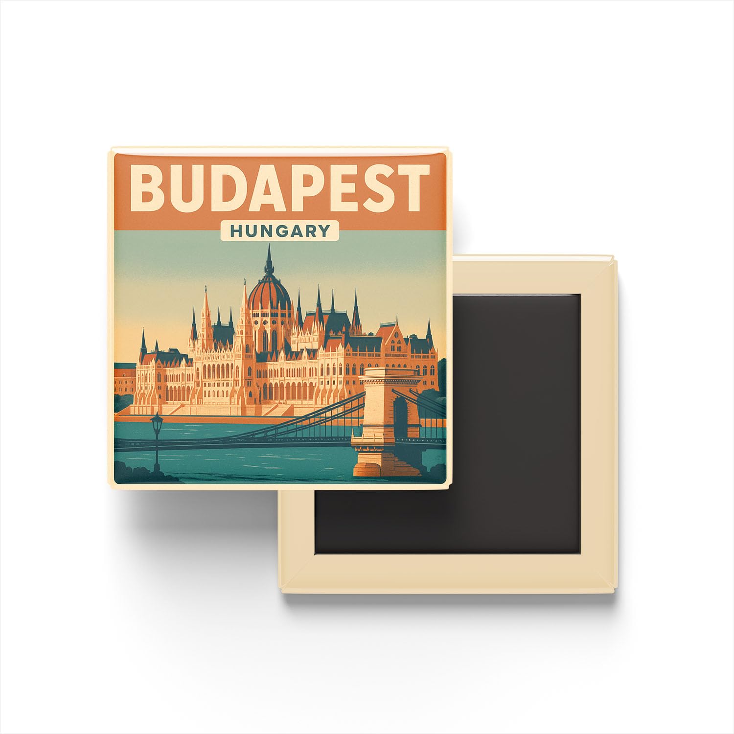 Budapeşte Macaristan - Parlamento Binası - Baskılı Buzdolap Magneti Kare 9x9 cm