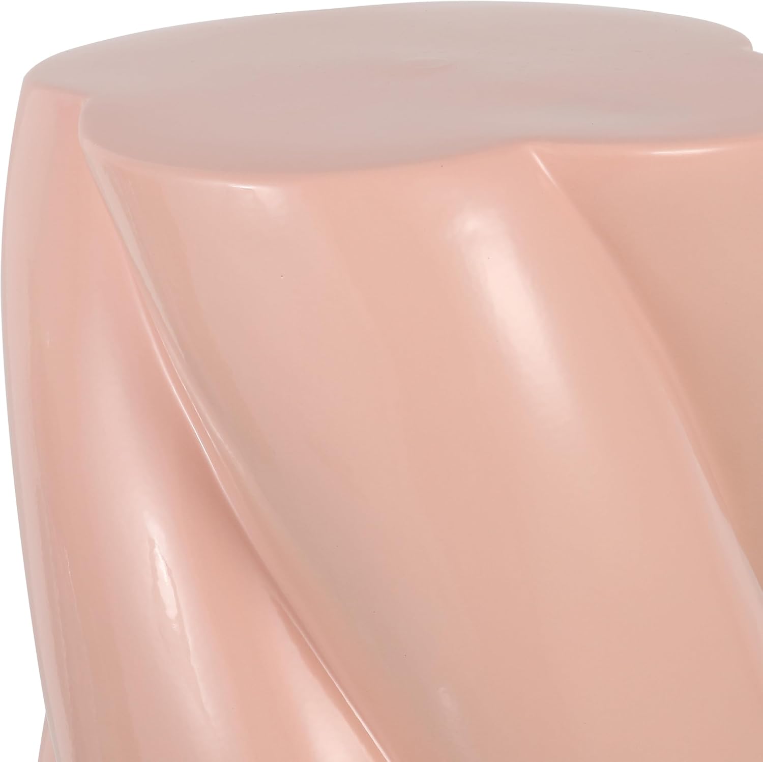 JONATHAN Y Yves 17.5" Pink Ceramic Twisted Garden Stool Modern Glossy Accent Side Table for Indoor/Outdoor Patio, Garden, Living Room, Plant Stand TBL1036B