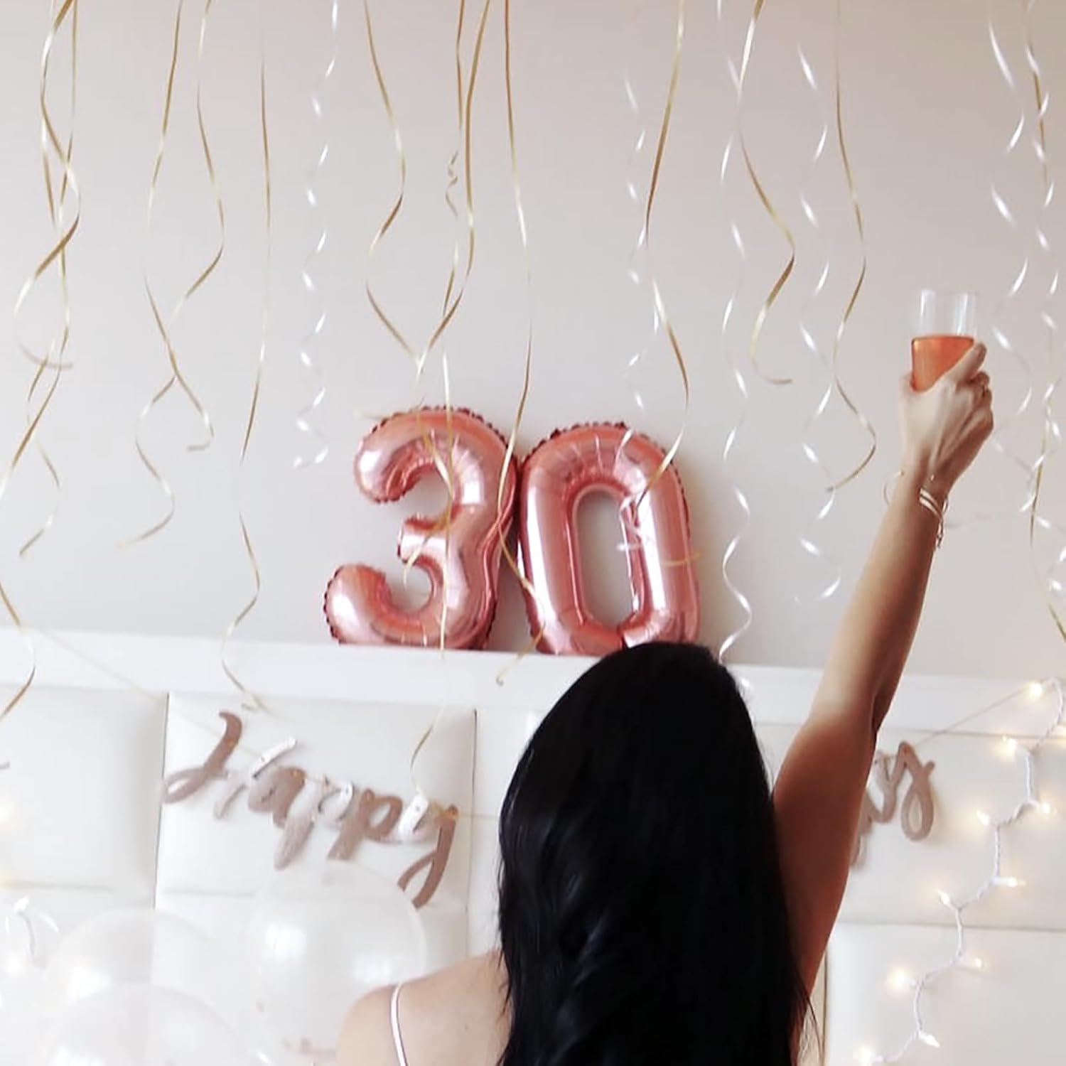20 Pcs Rose Gold 16" Number Balloons 2 Sets 0-9 Foil Balloon Numbers Décor image 4