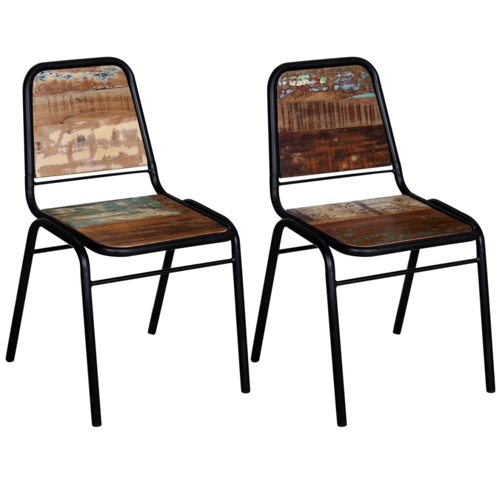 Chaise en bois massif recyclé lot de 2 pour salle à manger noble