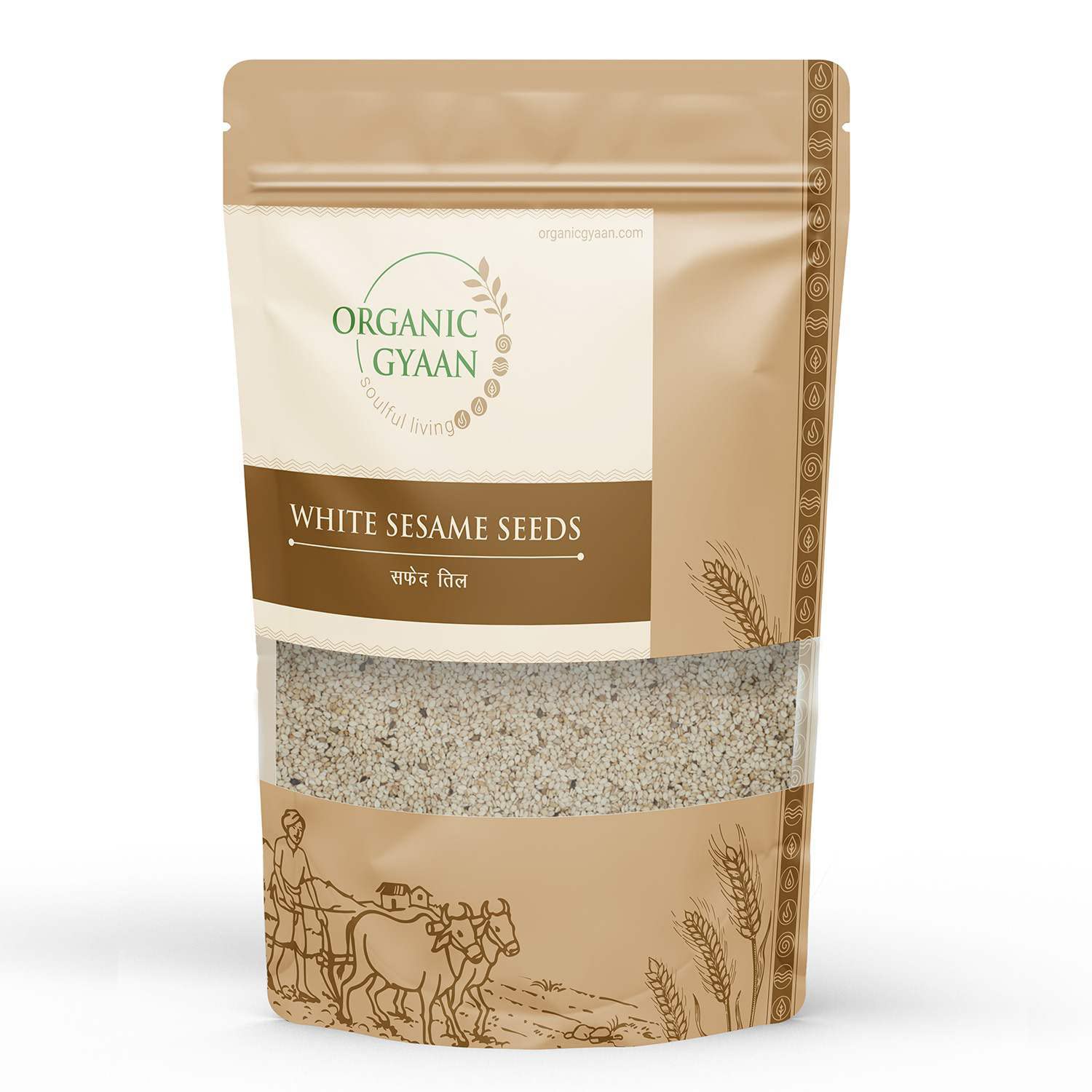 Organic Gyaan | Organic White Sesame Seeds | Naturally Processed White Sesame Seeds | Chemical Free White Sesame Seeds, 450 grams.