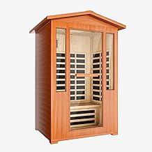 Far Infrared Sauna, 2 Person Outdoor Sauna Red Cedar Wood, 2080W Low EMF 110V with 8 Heaters, Chromotherapy Lights, Oxygen Bar, Control Panel & Beauty Light for Yard, Deck, Pool, 48.8 * 38.2 * 81.9 In