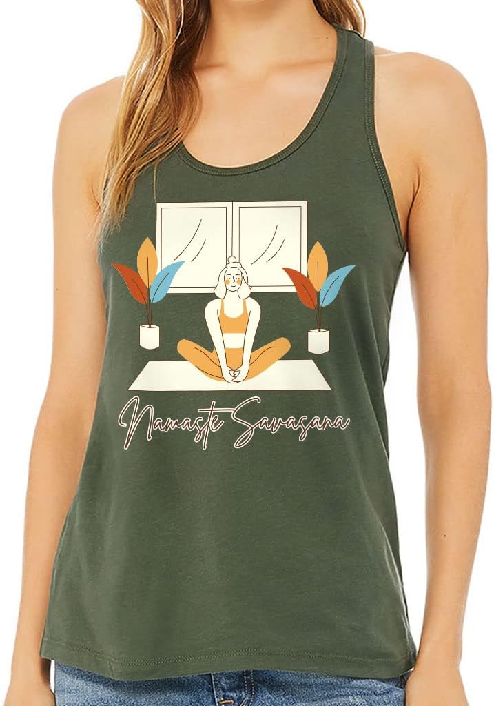 Namaste Women's Racerback Tank - Cool Design Tank Top - Illustration Workout Tank