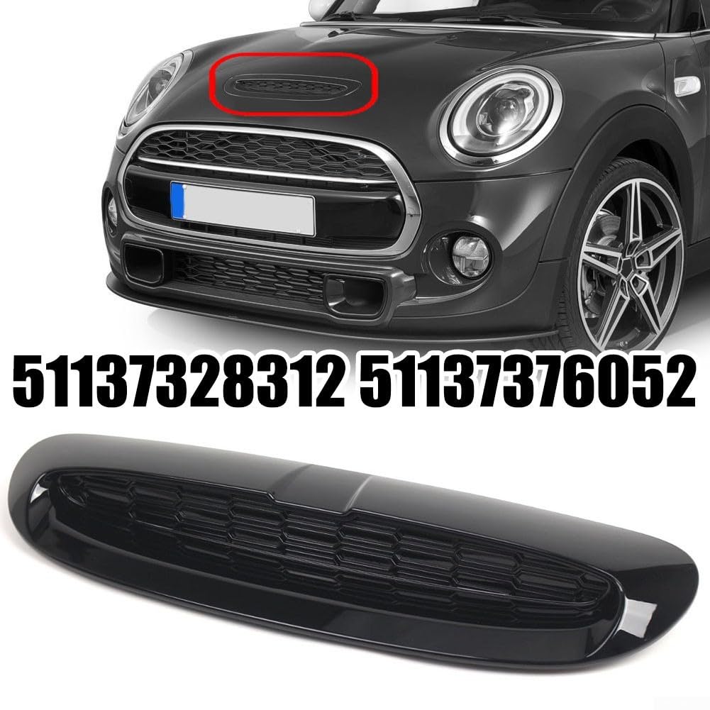 Wlot powietrza do maski silnika MINI Cooper F54 F55 F56 F57 2014-2021, błyszcząca czarna szufla wentylacyjna ABS, zamiennik 51137328312 51137376052