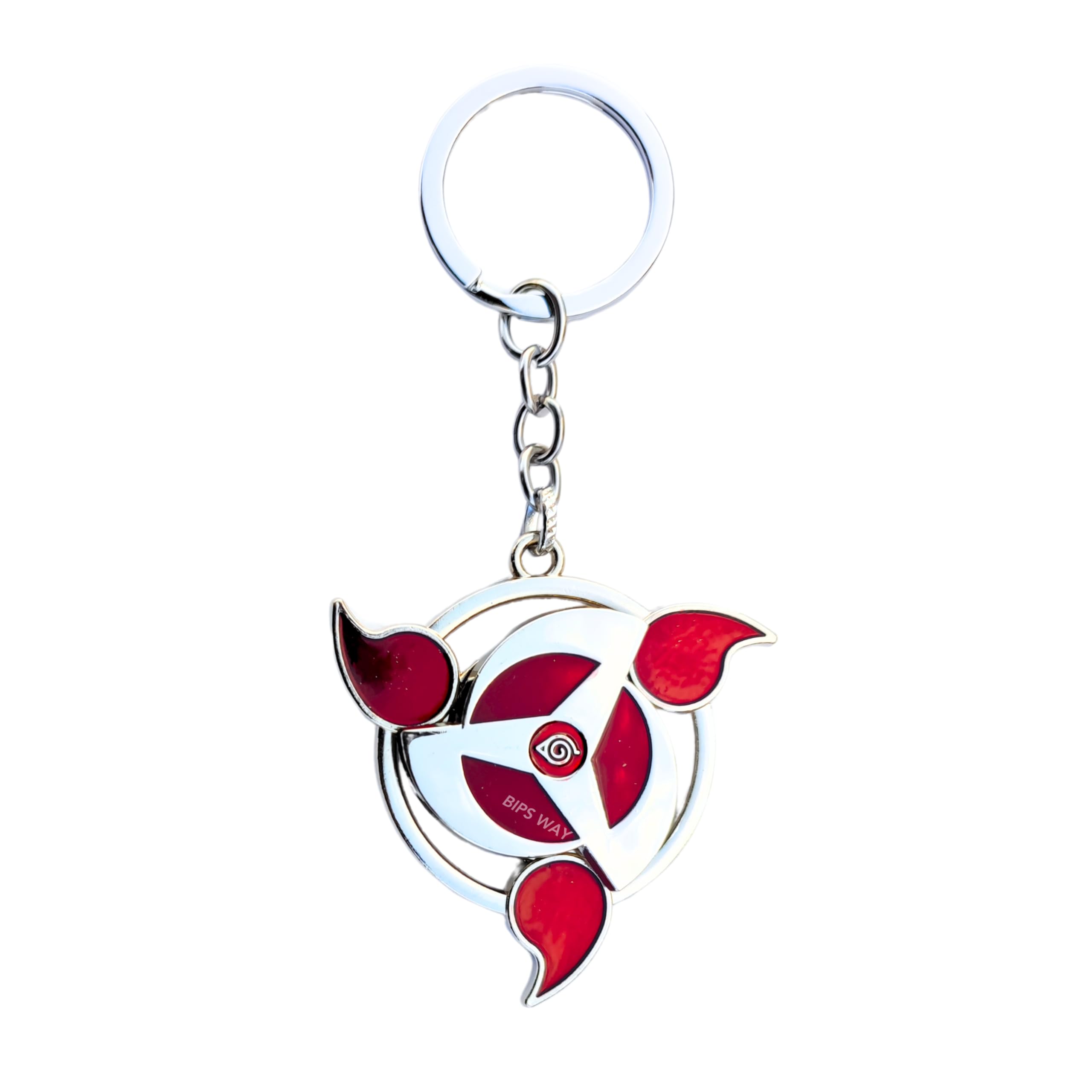 Narutoo Kakashi Hatake Mangekyou Red Eye of Sharingan Rotating Spinning Metal Keychain | Uchiha Clan Logo | Akatsuki Itachi | Gaara | Narutoo Headband Logo Leaf Village Symbol | Sasuke Uchiha Keychain