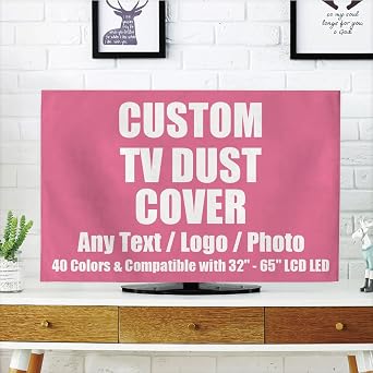 Custom TV Dust Cover, Cover Type 32 Inch LCD TV with Your Text Logo Image Photo for Home Office Decorations Dustproof TV Cover, Azalea