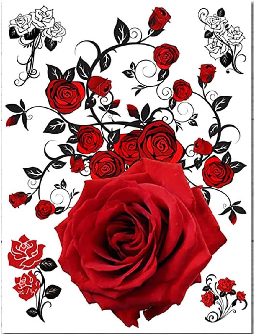 SupperbTemporary Tattoos - Red Roses (8 x 6 inches)