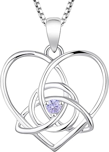 YL Collar de nudo celta de plata de ley 925 con colgante de corazón infinito piedras natales Trinity Love Knot Jewelry