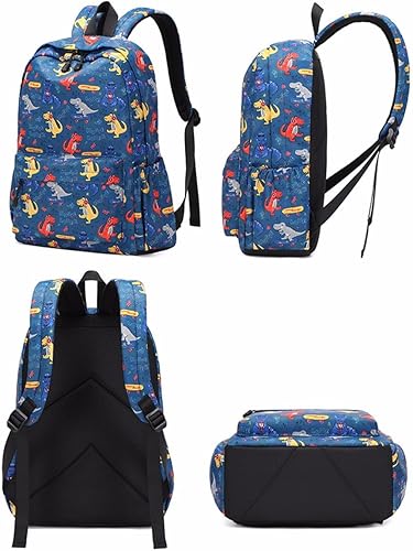 Miniatura 4 de Linda mochila de dinosaurio para niños, niñas preescolares con lonchera para jardín de infantes y escuela, juego de mochila para niños de 3 a 9