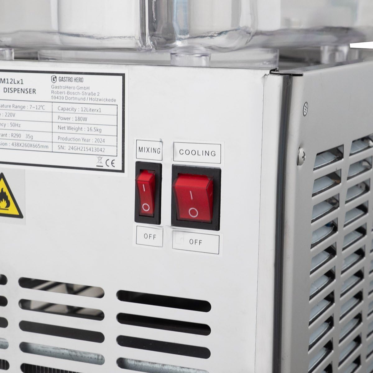 GastroHero Getränkespender ECO 2x12 Liter Doppel Saftspender Kaltgetränkespender mit Rührwerk Getränkekühler für Saft Eistee Limonade Polycarbonat Behälter +5 bis +12 °C