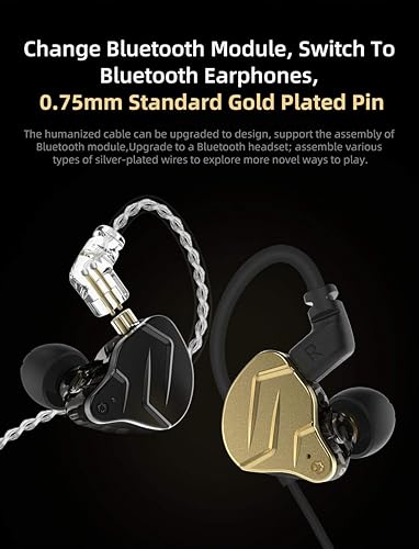 Miniatura 6 de Kinboofi KZ ZSN PRO X - Audífonos intraurales 1BA 1DD HiFi Bass Audífonos con cancelación de ruido IEM de metal con cable C extraíble (negro con