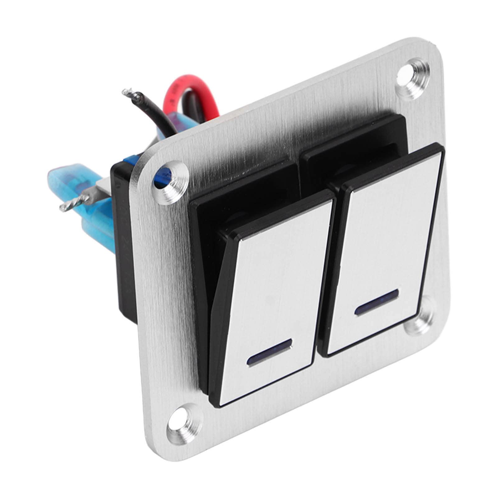 Panel interruptor de aleación de aluminio con LED azul resistente al agua 2 entradas 8
