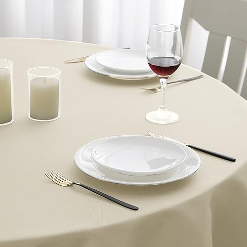 Miniatura 6 de Romanstile Mantel redondo impermeable, resistente a las manchas y sin arrugas, para cocina, comedor, fiesta, boda, uso en interiores y exteriores,