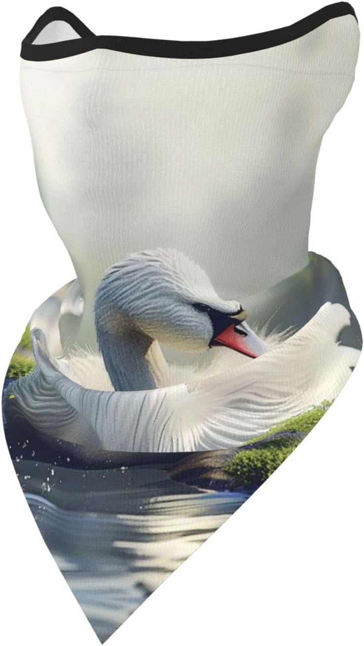Protection Neck Gaiter Face Cover Elegant Swan Balaclava Scarf Mask, Windproof Breathable Sun Shield for Men Women, Skiing Hiking Cycling Outdoor Sports
