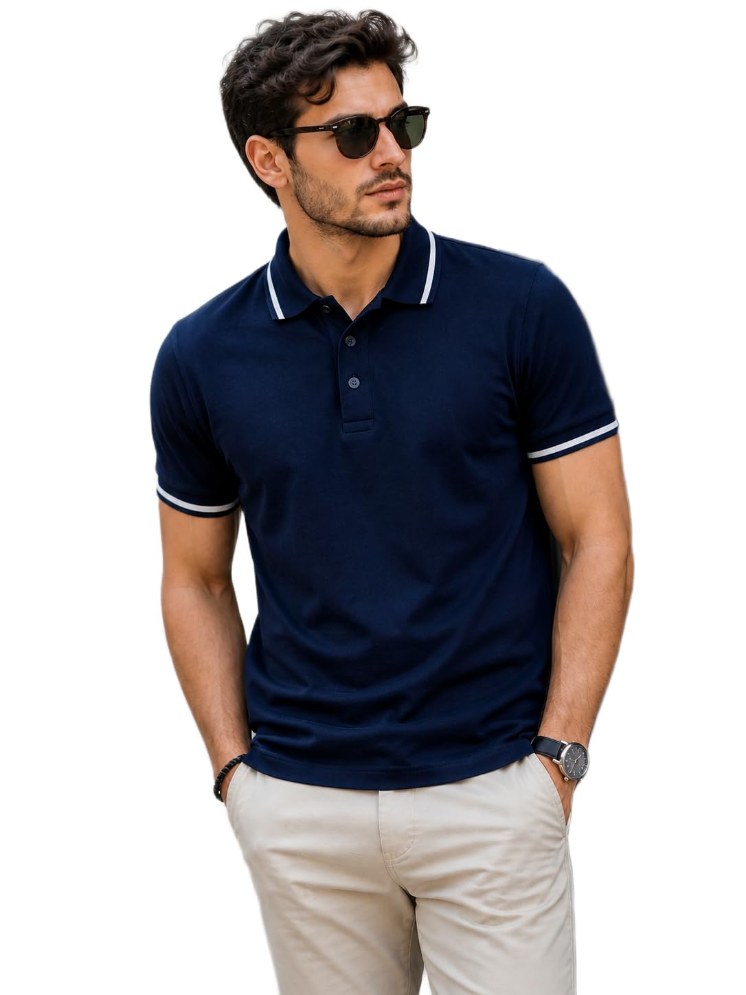 Men’s Premium Polo T-Shirt | Contrast Collar & Sleeve Tipping | Half Sleeve Casual Regular Fit Polo Tee Summer Fashion-image-9
