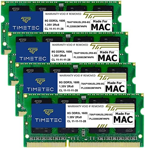 Timetec 32GB KIT(4x8GB) Compatible for Apple DDR3L 1600MHz PC3L-12800 CL11 for iMac (Mid 2011, Late 2012, Late 2013, Late 2014 Retina 5K, Mid 2015 Retina 5K) SODIMM Memory Module MAC RAM Upgrade