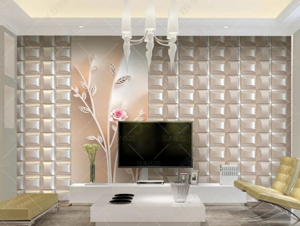 Papier peint intissé sculpture de rose aspect bois premium pour mur de chambre