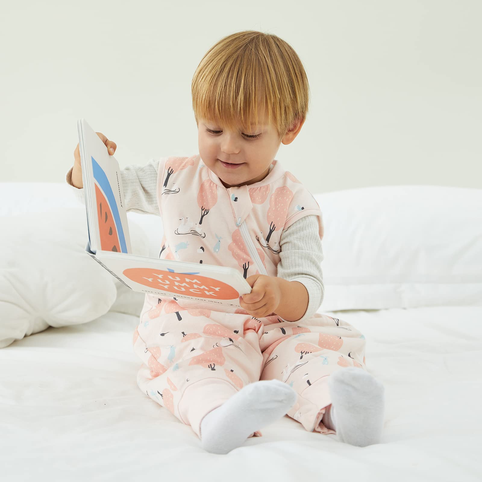 Duomiaomiao - Sacco a pelo con piedi invernale, per tutto l'anno, 100% cotone, sacco a pelo per neonati e bambini piccoli da 2,5 TOG, unisex