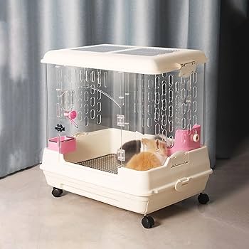 ウサギ ケージ 小型 キャスター付き 天井扉 飼育ケージ 組立簡単 小動物用 Amazon | ウサギ ペットケージ ハムスター 小動物ケージ
