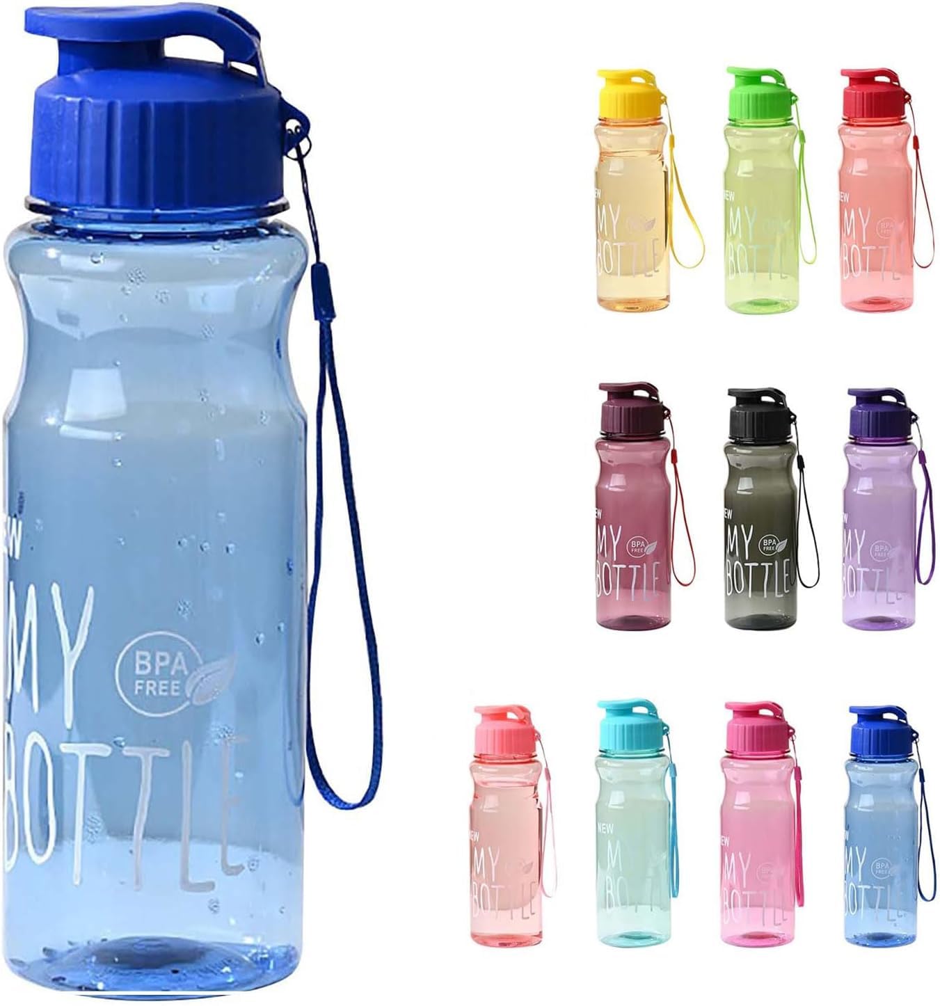Junjie 650 ml Water Bottle, Portable Water Bottle, Sports Drinking Cup, for Fitness, Gym and Outdoor Sports (Dark Blue)