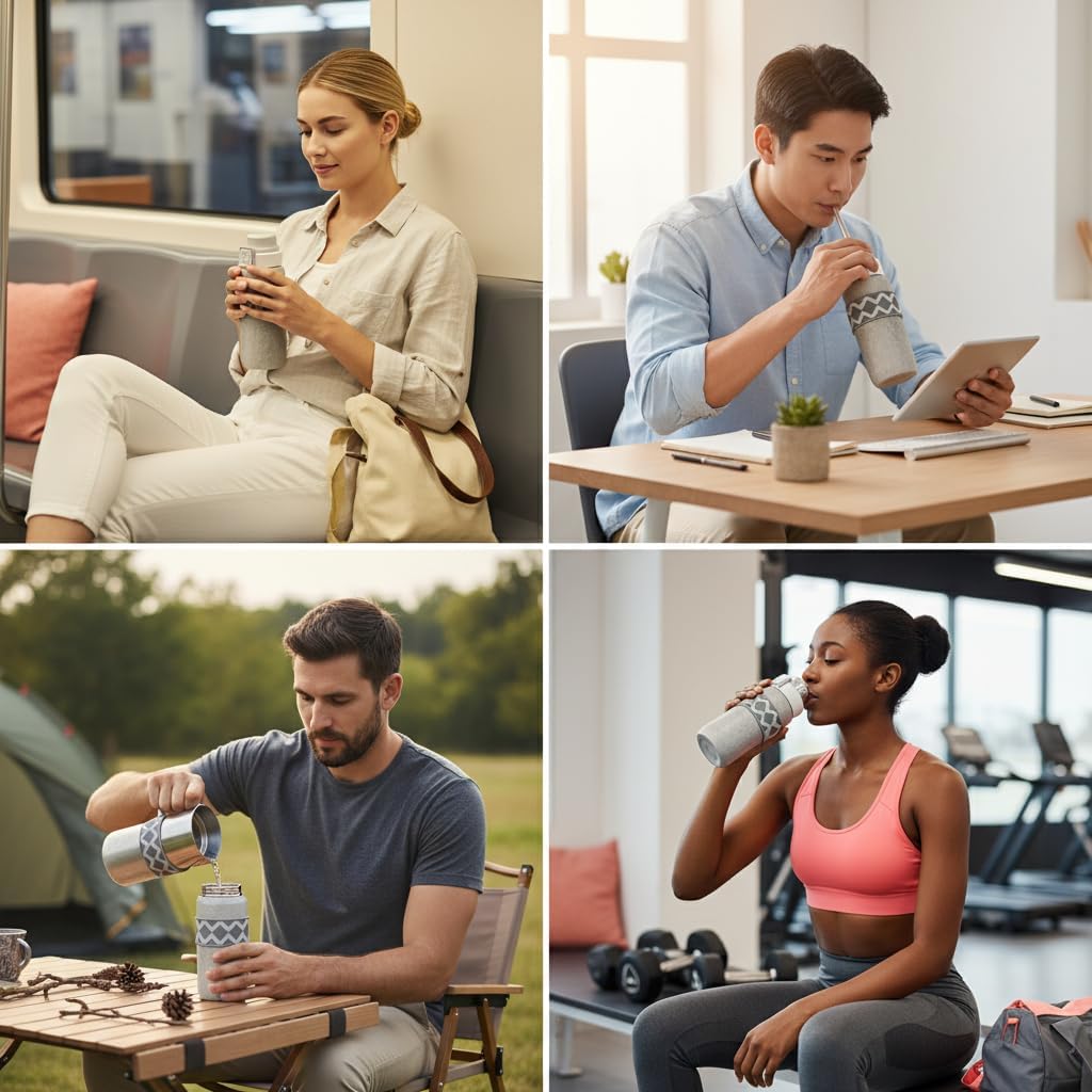 17.06oz Titanium Insulated Coffee Tumbler with Straw, 520ml Double Wall Cup Reusable & Leak Proof Travel Mug, Health Safety, Portable Sports Water Bottle (Blue) - Image 8