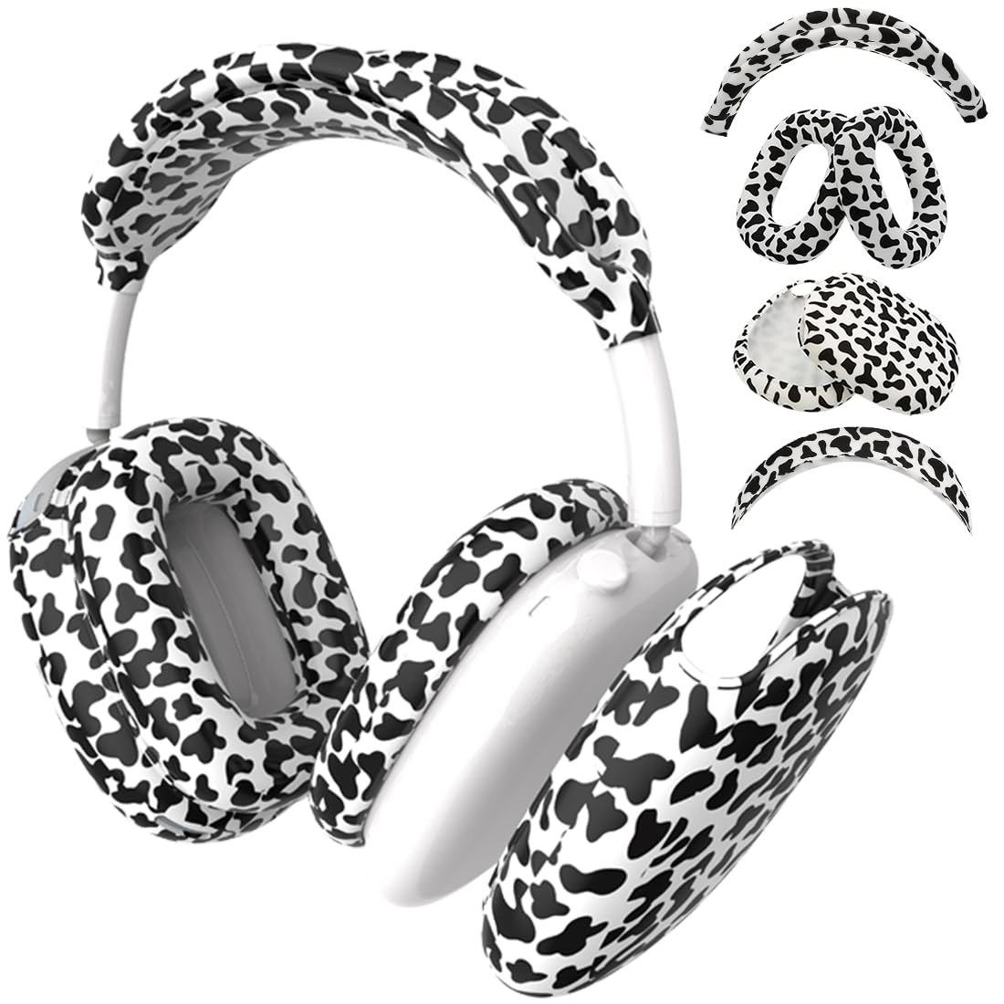 4 in 1 Silicone Case Cover Compatible with Apple Airpods Max 2/1 Headphones(2026/2024/2020), Printed Ear Pad Case Cover Ear Cups Cover and Headband