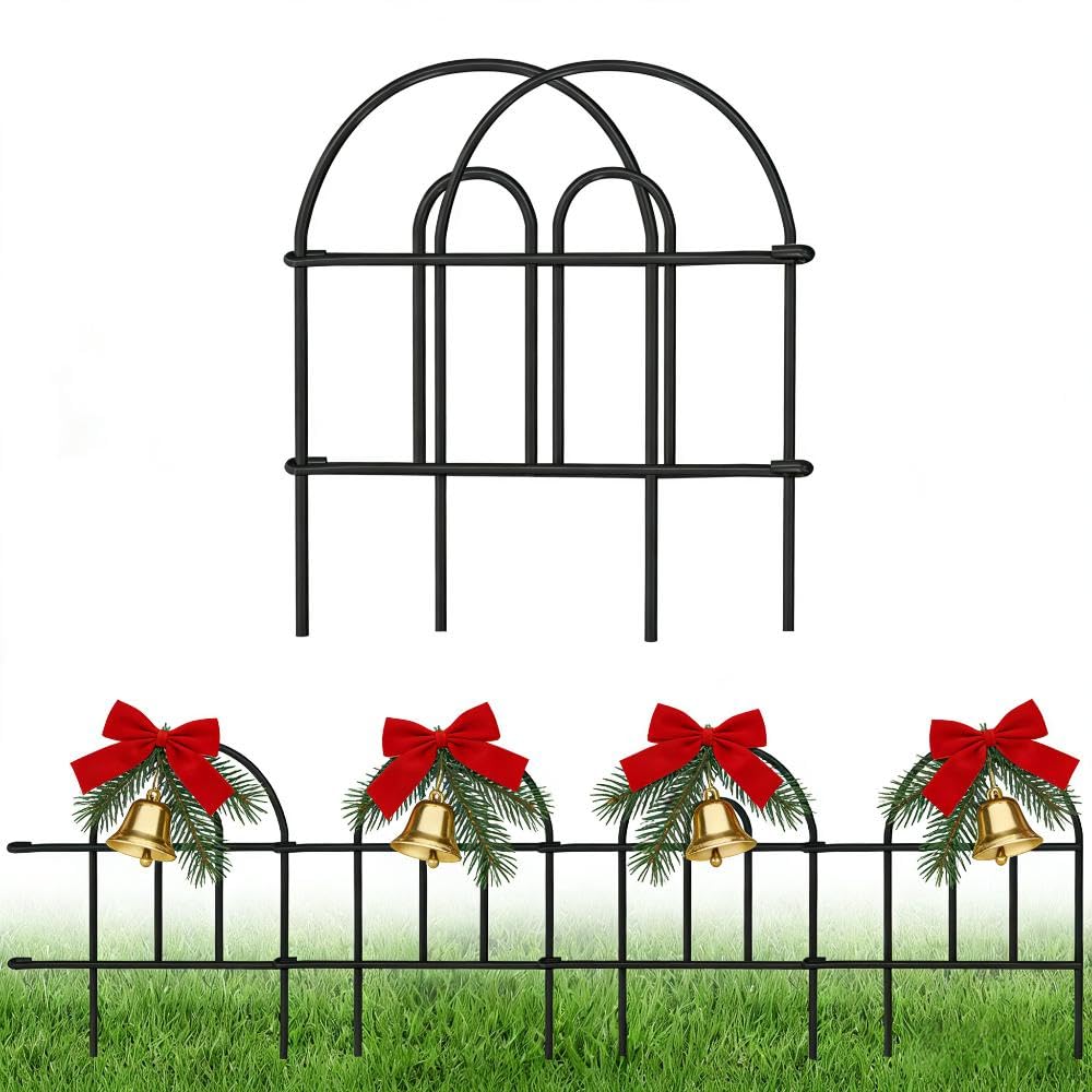 AMAGABELI GARDEN & HOME 35 Panels 18in(H)×50ft(L) Decorative Garden Fences and Borders for Dogs Garden Fencing Animal Barrier No Dig Rustproof Metal Fence Panels for Flower Bed Fence Black