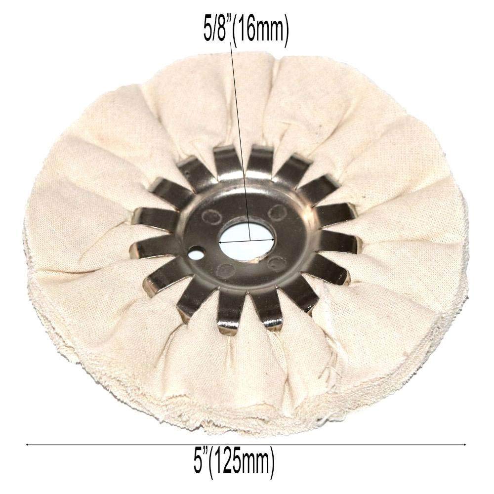 Ruote di lucidatura ， Disco abrasivo for lucidatura delle vie aeree da 5 pollici, in cotone bianco, 125 x 16 mm, for lucidatura di metalli, 1 pezzo/2 pezzi(5Pcs)