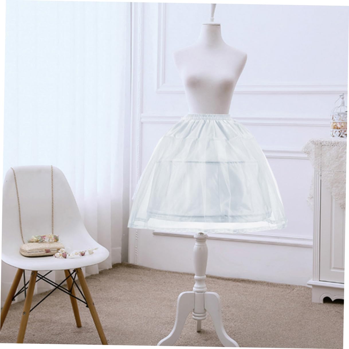 KOMBIUDA Tüllrock aus Polyester Lolita Unterrock Weißer mit Stahlring Verstellbar und Zugeschnitten Mehrlagig für Kinder Geeignet für Hochzeitskleider und Lolita Kostüme