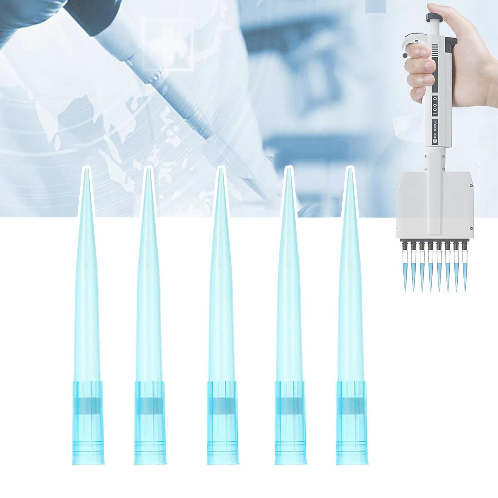 Puntali per Pipette da Laboratorio (Universali/10ul-10ml), 100-1000 Pezzi, Trasparenti, Facili da Montare/Smontare, per Il Movimento dei Liquidi in Laboratorio di Microchimica,1ml(500pieces)