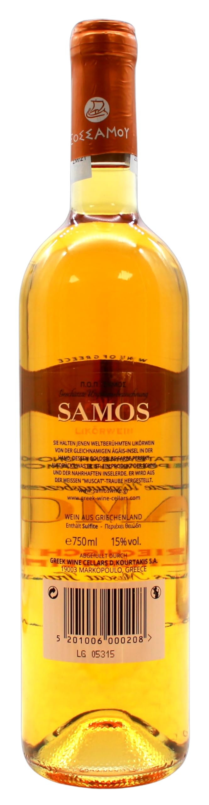 Kourtakis Samos Muscat griechischer Likörwein süß 15% vol., 6er Pack (6 x 0.75 l)
