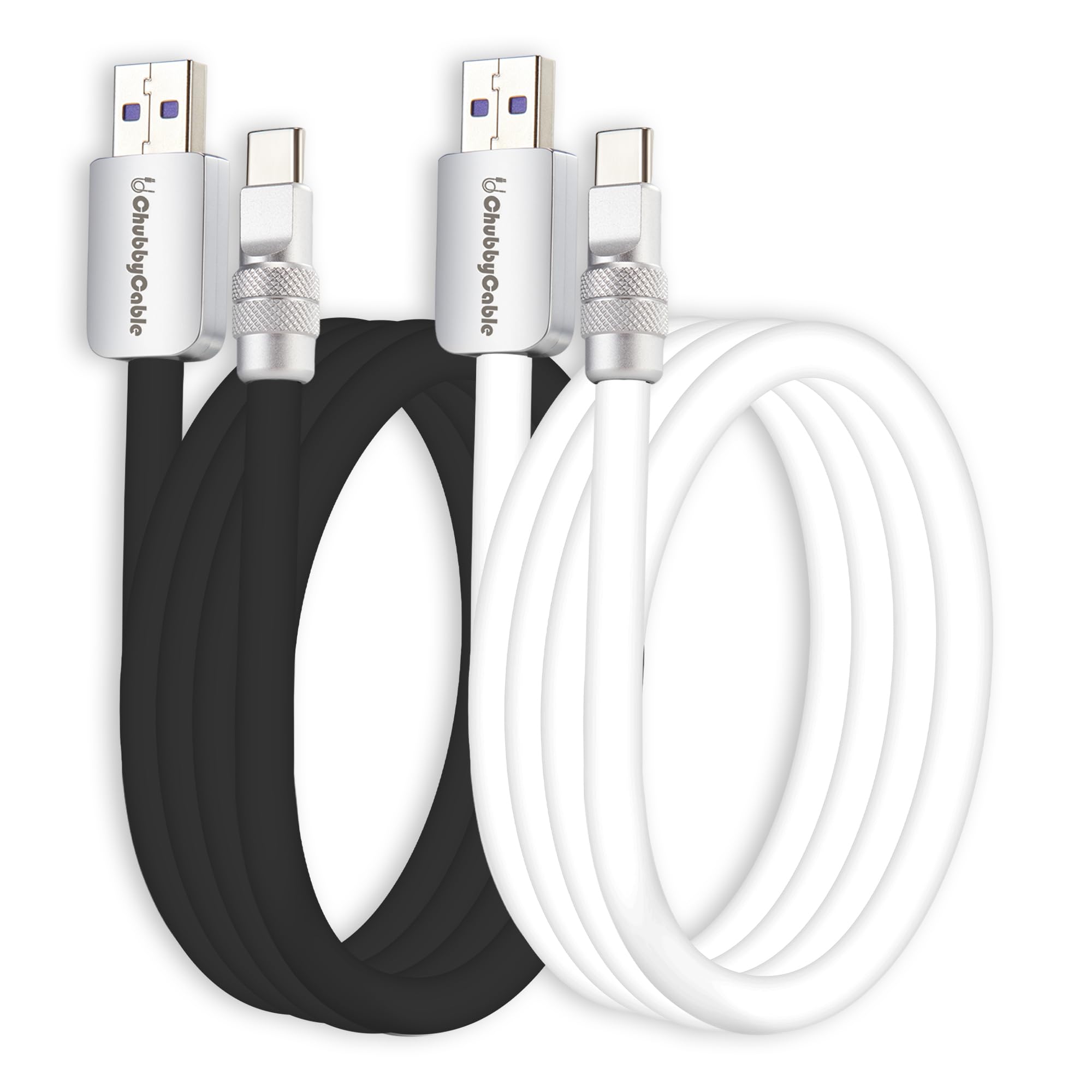 chubbycable Couple Chubby 2 Pack 120W USB C Cable Extra Thick Silicone Fast Charging Cable Compatible with iPhone 17-15 Series iPad Galaxy Series,