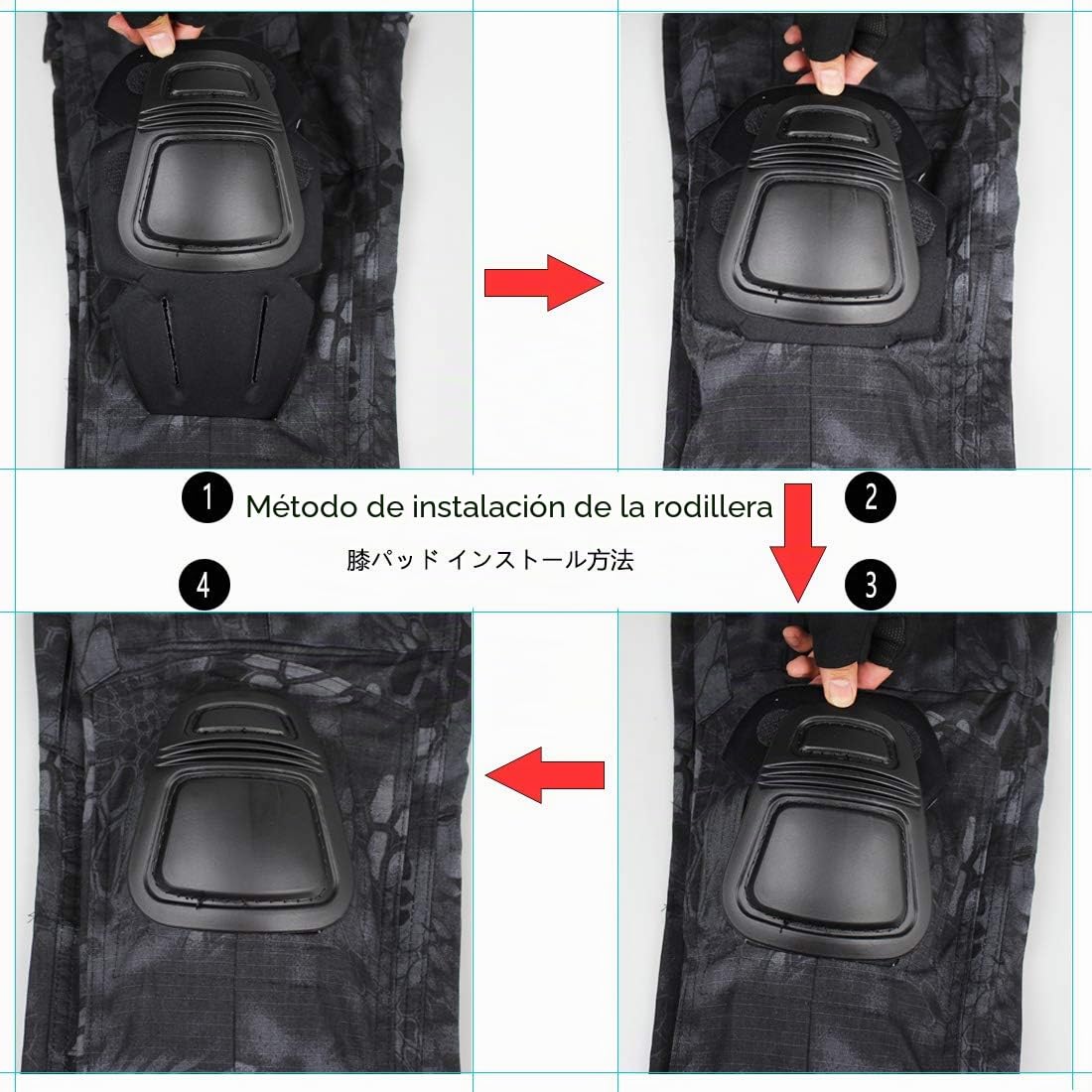 Pantalones tácticos multicámara para Hombres Multi-Bolsillos Camuflaje Militar Pantalones de Caza de Combate Airsoft al Aire Libre con Rodilleras