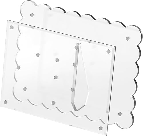 Miniatura 9 de Paquete de 2 portarretratos de acrílico transparente festoneado de 5 x 7 pulgadas, cierre acrílico magnético con agujeros dobles para exhibición