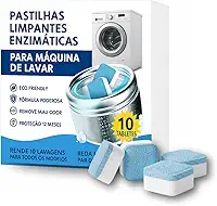 Limpa Maquina de Lavar Roupas em Tabletes/Pastilhas kit c/10 und | 10 Ciclos de Limpeza e Higienização para todas as maquinas de Lavar Roupas c/tampa frontal ou superior