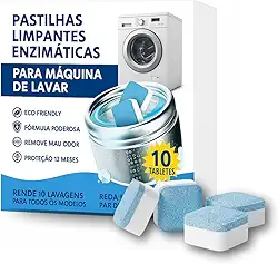 Limpa Maquina de Lavar Roupas em Tabletes/Pastilhas kit c/10 und | 10 Ciclos de Limpeza e Higienização para todas as maquinas de Lavar Roupas c/tampa frontal ou superior
