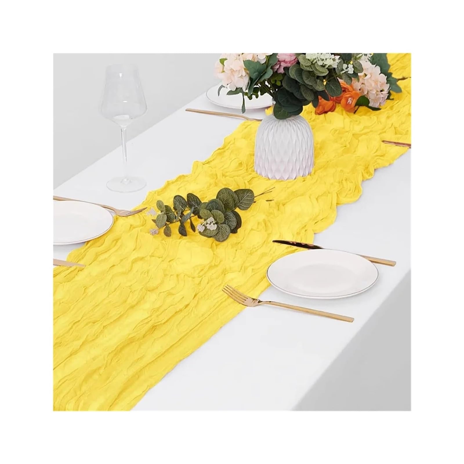 Cheese Cloth Table Runner 1pc 90x300cm Yellow Cheesecloth Table Runner Gauze Rustic Boho Spring Wedding Party Bridal Birthday Home Decoration