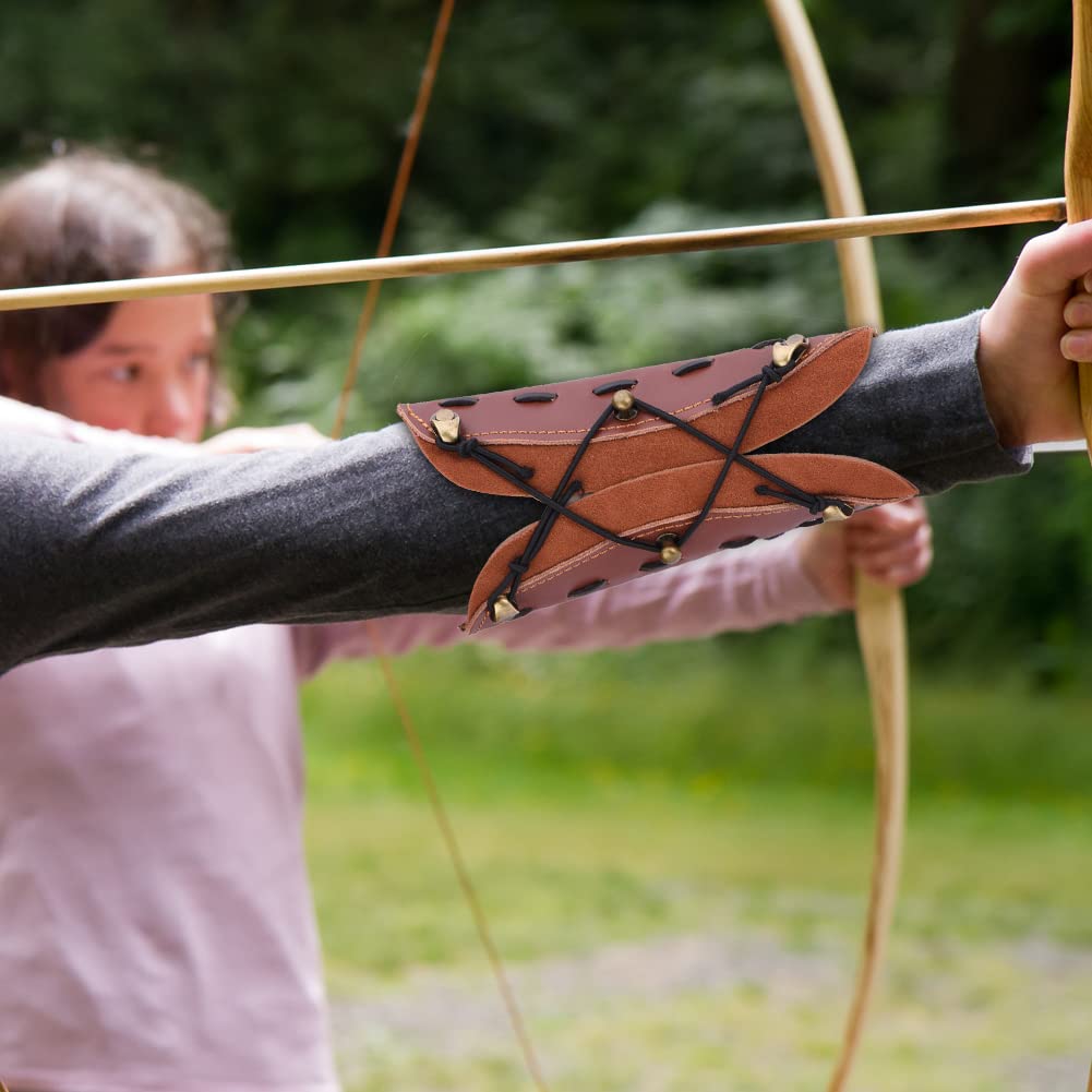 Chewtoyo Protège-bras en cuir pour tir à l'arc, protection d'avant-bras réglable pour archers, ajustement confortable pour l'entraînement et les compétitions