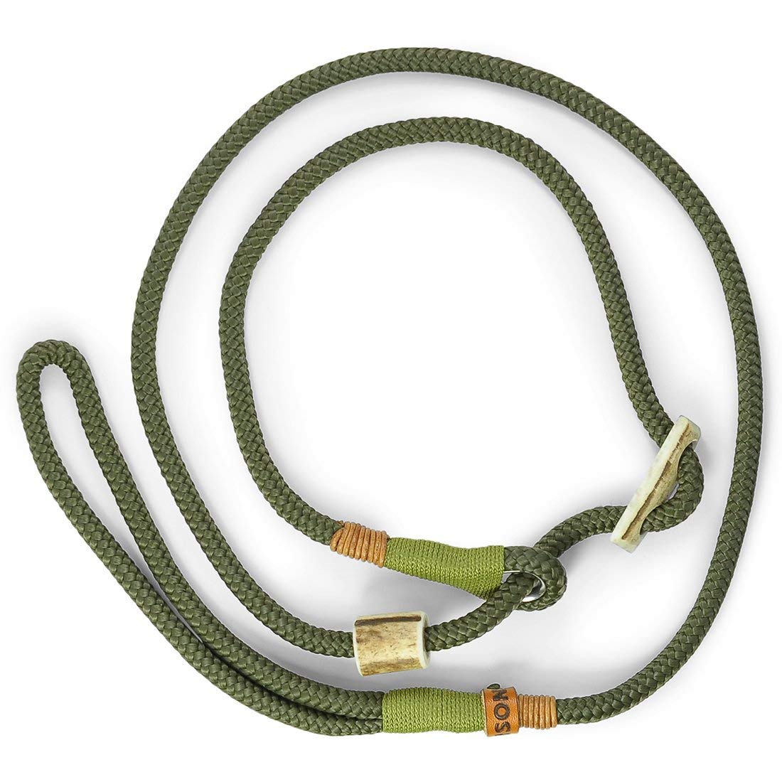 Retriever-Leine/Moxonleine Elegant-Style | handgefertigte Hundeleine aus Tau mit Halsbandfunktion & Horn-Stopper | 8mm – besonders leicht & handlich | Training, Alltag & Spaziergang