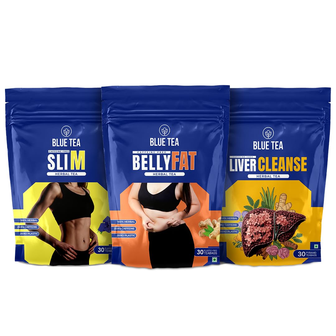 BLUE TEA - Combo Pack - Belly Fat & Slimming & Liver Cleanse Tea - 30 Tea Bags (Each Pack) - Zipper Pack-image-45