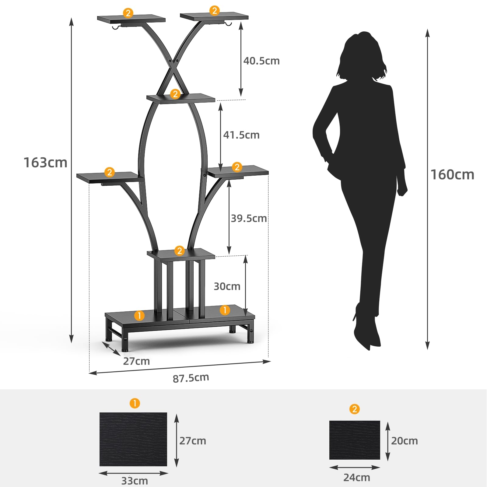Mutool - Soporte para plantas de interior con luces de crecimiento, estante alto de 163 cm para exhibición de flores, soporte de esquina que ahorra espacio para decoración del hogar, sala de estar