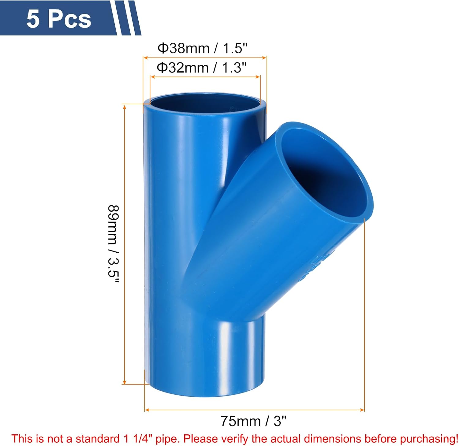 MECCANIXITY 5 Pcs PVC Fitting, 3 Way 45 Degree 32mm Inner DIA PVC Connectors PVC Elbow PVC Pipe Fittings PVC Coupling PVC Furniture Corner Connector for DIY Garden Support Structure, Blue
