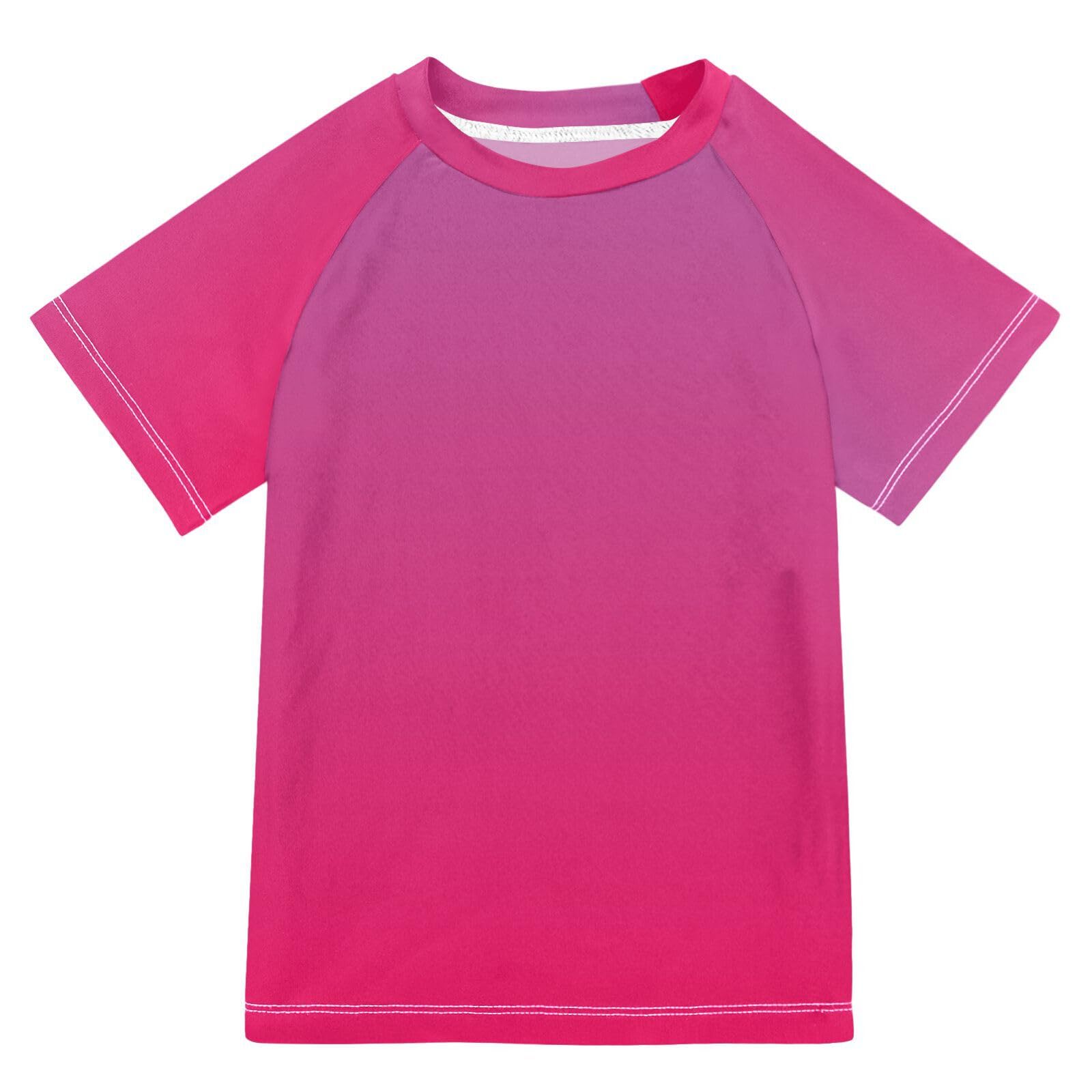 Bathing Suit Kids Short Sleeve Kids Rash Guard 7T Red Gradient (2)